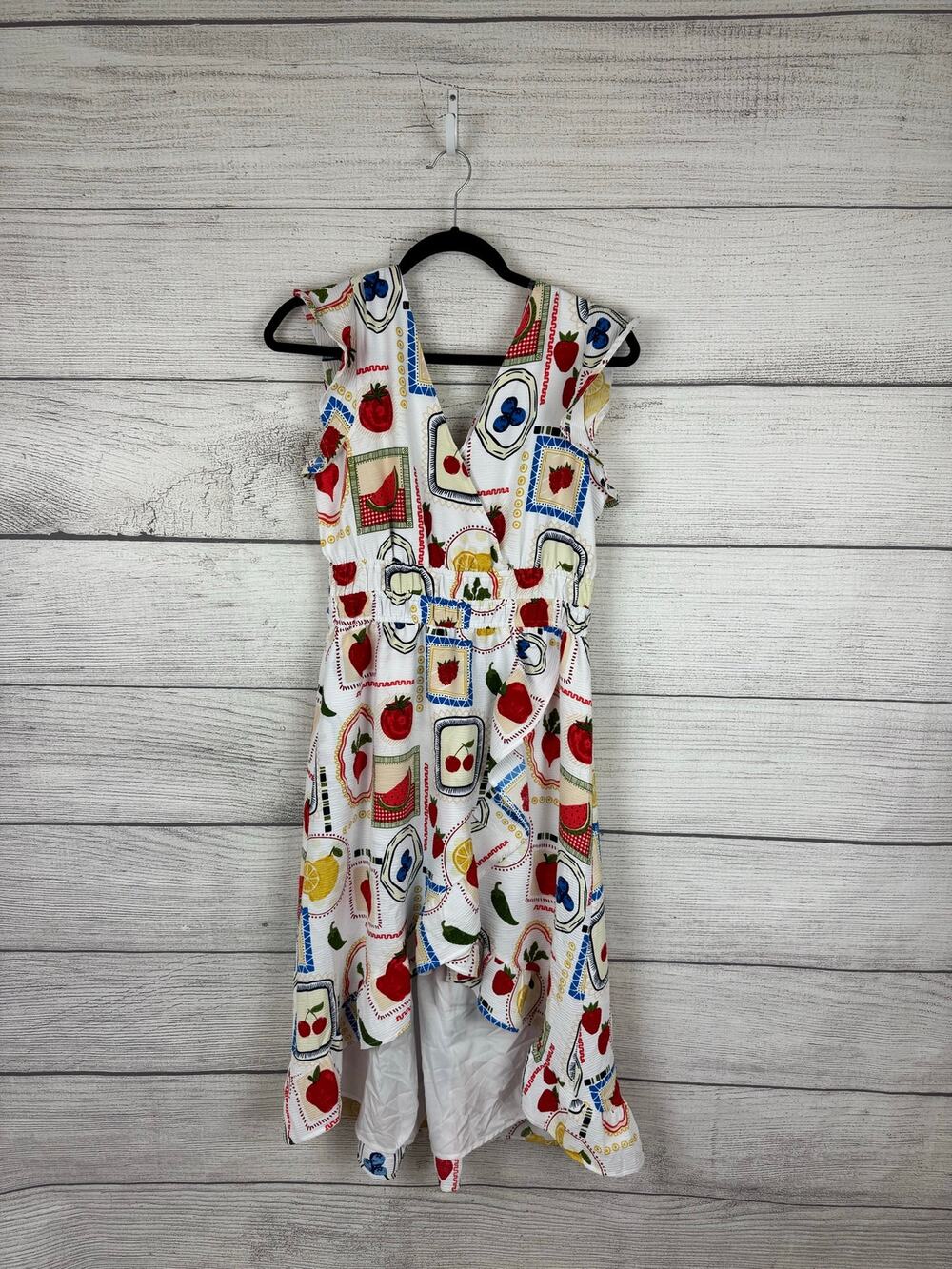 Cato Women's Colorful Fruit Veggie Summer High Low Dress Size Small